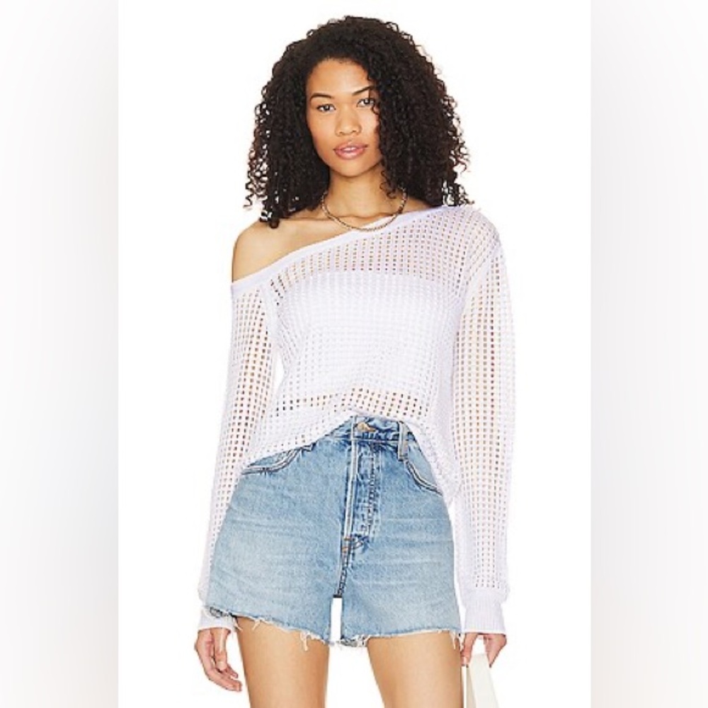 LPA Leo‎ Sweater White Open Knit Crochet Small